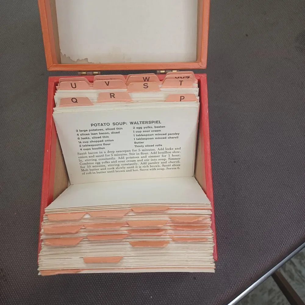 Vintage Life Recipe Card Box File Organizer Kitchen Storage Alphabetical Divider